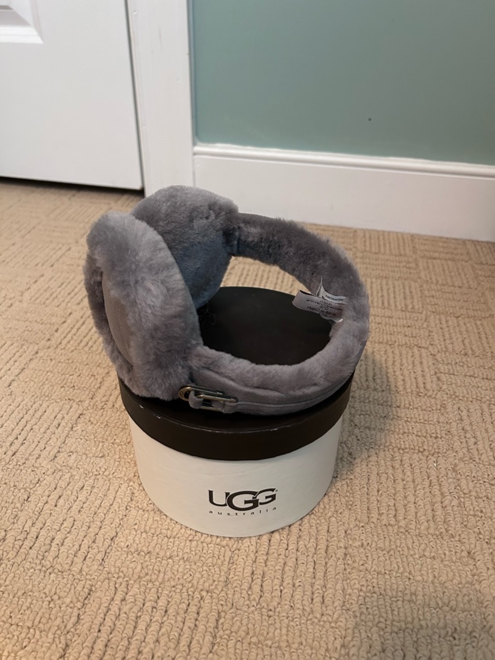 UGG Gray Plush Shearling Ear Warmers